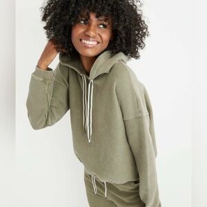 Aerie green corded hoodie cropped pullover women’s XXL ribbed sage sweatshirt